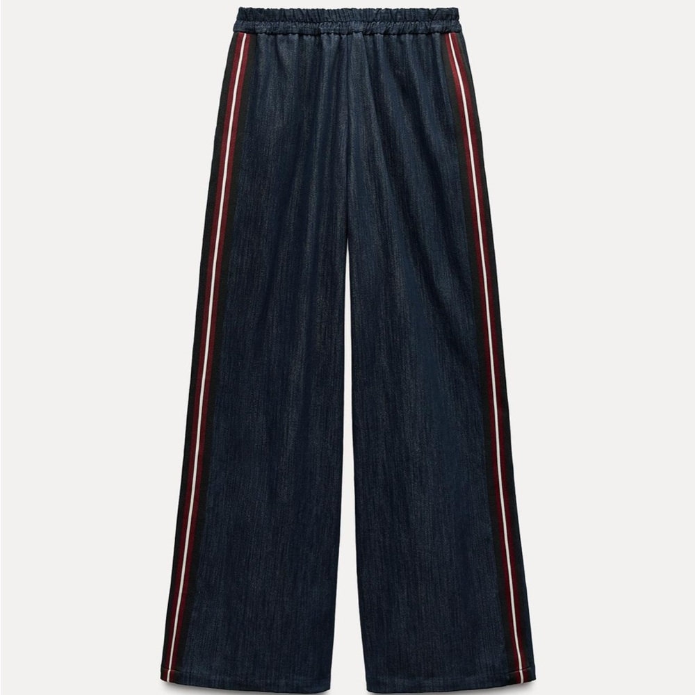 ZARA Side Stripe Denim Trousers